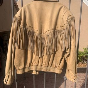 Men’s leather fringe jacket. Wore and only once perfect condition.